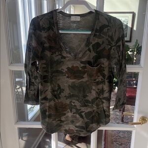 T.La Camouflage V-Neck Long Sleeve Top